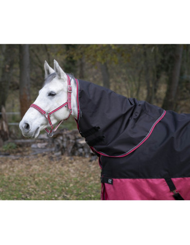 EQUITHÈME - COUVRE COU - TYREX 1200D - 0GR - NOIR ET FRAMBOISE