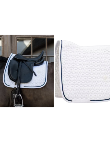 KENTUCKY HORSEWEAR - TAPIS DE SELLE DRESSAGE BLANC GLITTER ROPE MARINE